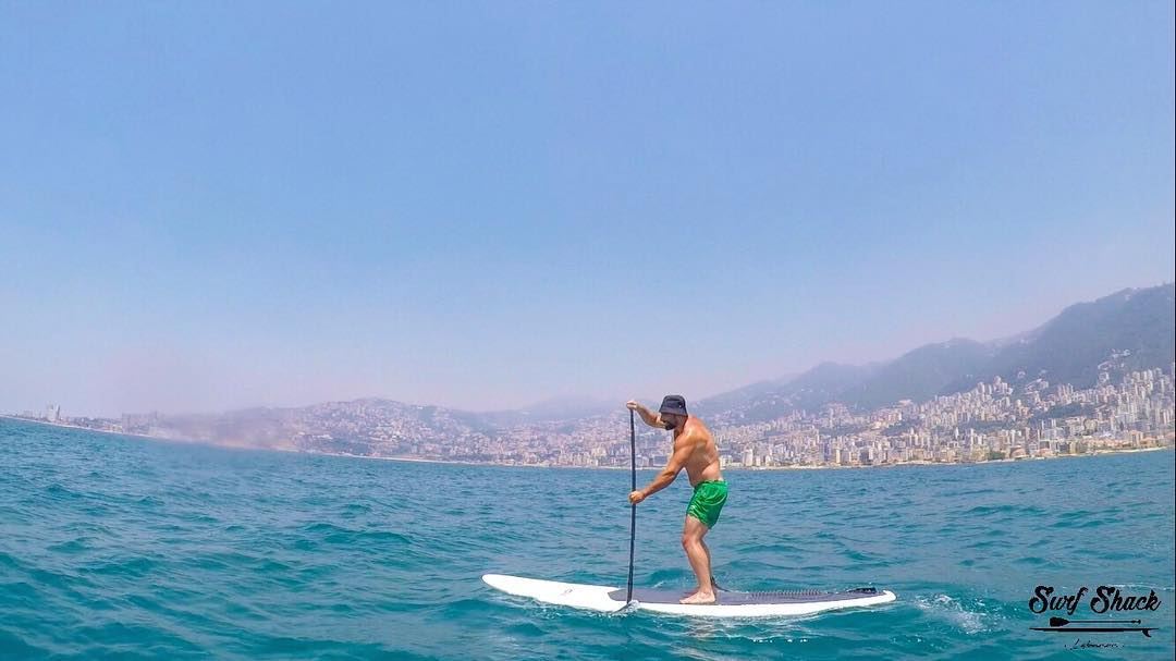 A good morning paddle workout 💪🏼... photooftheday  jounieh  bay ... (Surf Shack Lebanon)