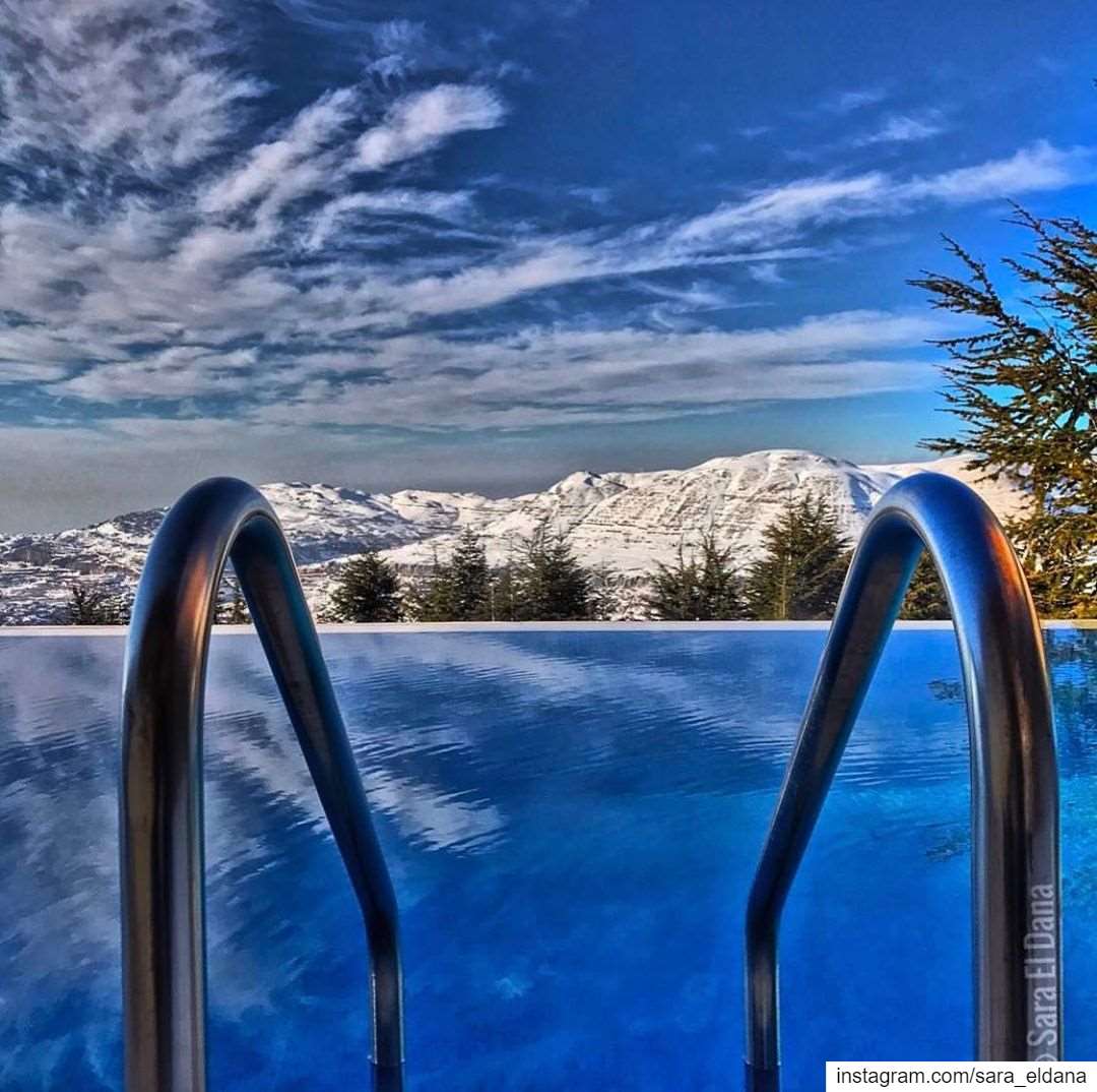 A heated pool with a glorious view! 🔥 ❄️ (Kfardebian كفردبيان)