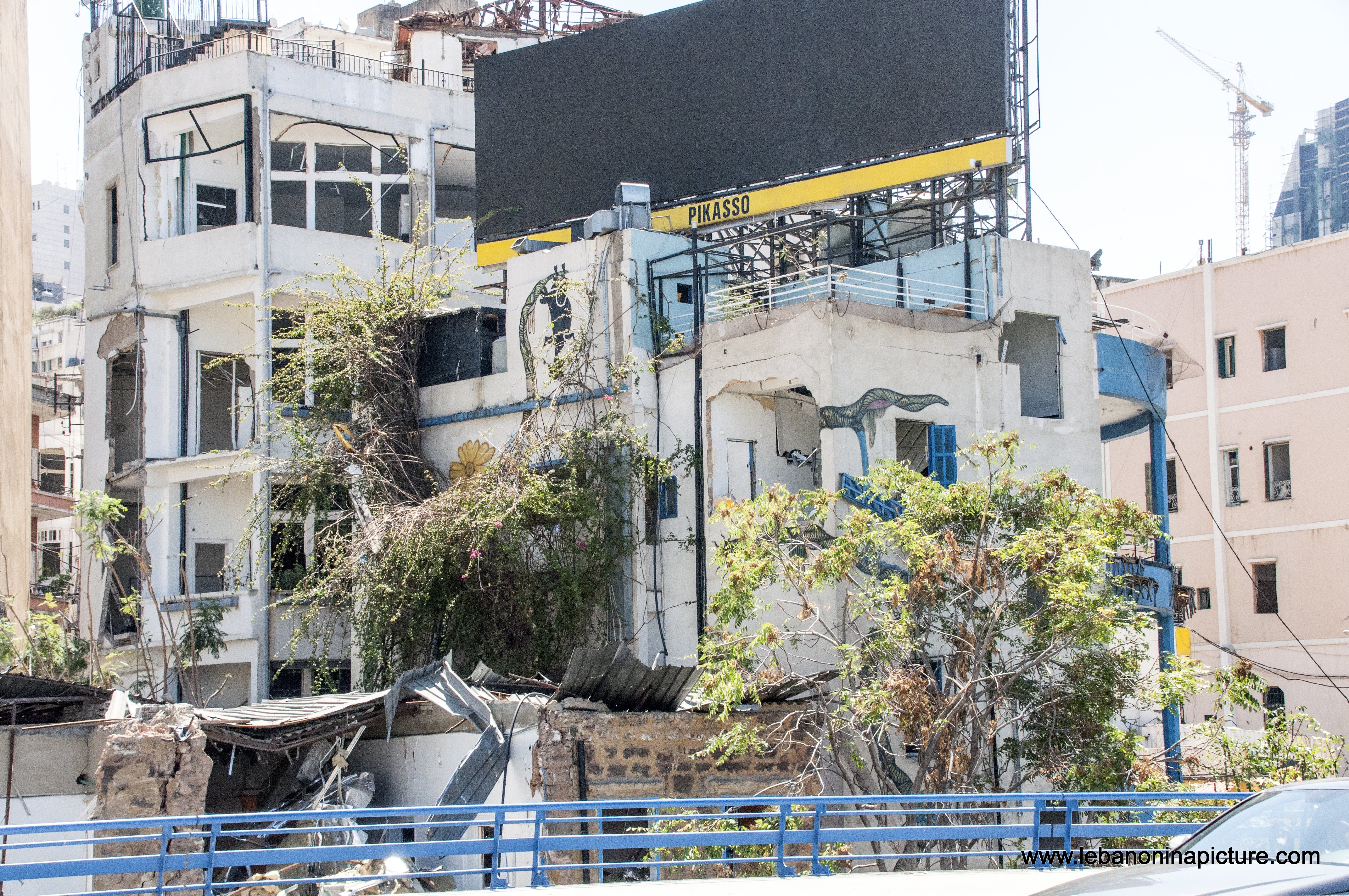 A ruins of a building in Mar Mikhael next to Caffee Em Nazih after the Beirut Port Blast 