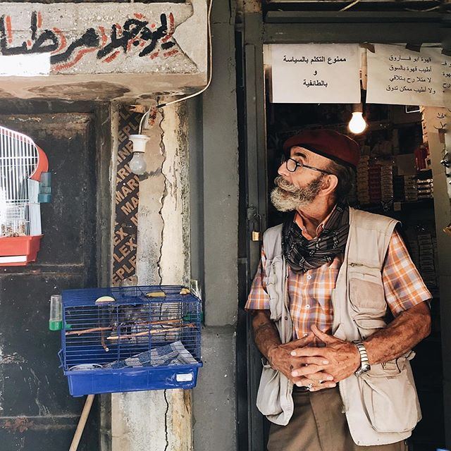 Abou Farouk, the Hamra birdman ❤️ [Photo by @amoniak]  (Hamra, Beyrouth, Lebanon)