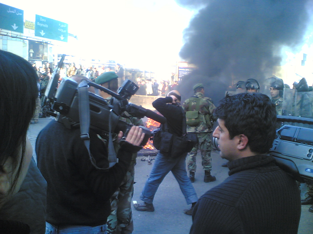 Al Tayyar Supporters Blocking the Jal-el-Dib Zalka Highway