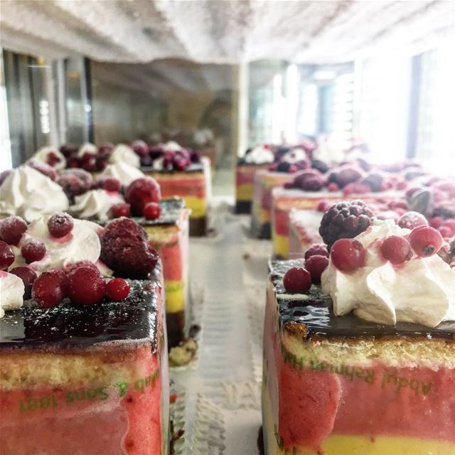 All lined up for me 😍  fruttidibosco ......... lebanese  sweets ... (Abdul Rahman Hallab & Sons 1881)