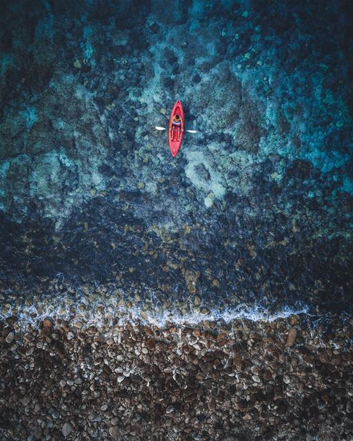 Alone in the ocean 🚣🏻‍♂️Photo taken with @djiglobal Phantom 4... (Batroûn)