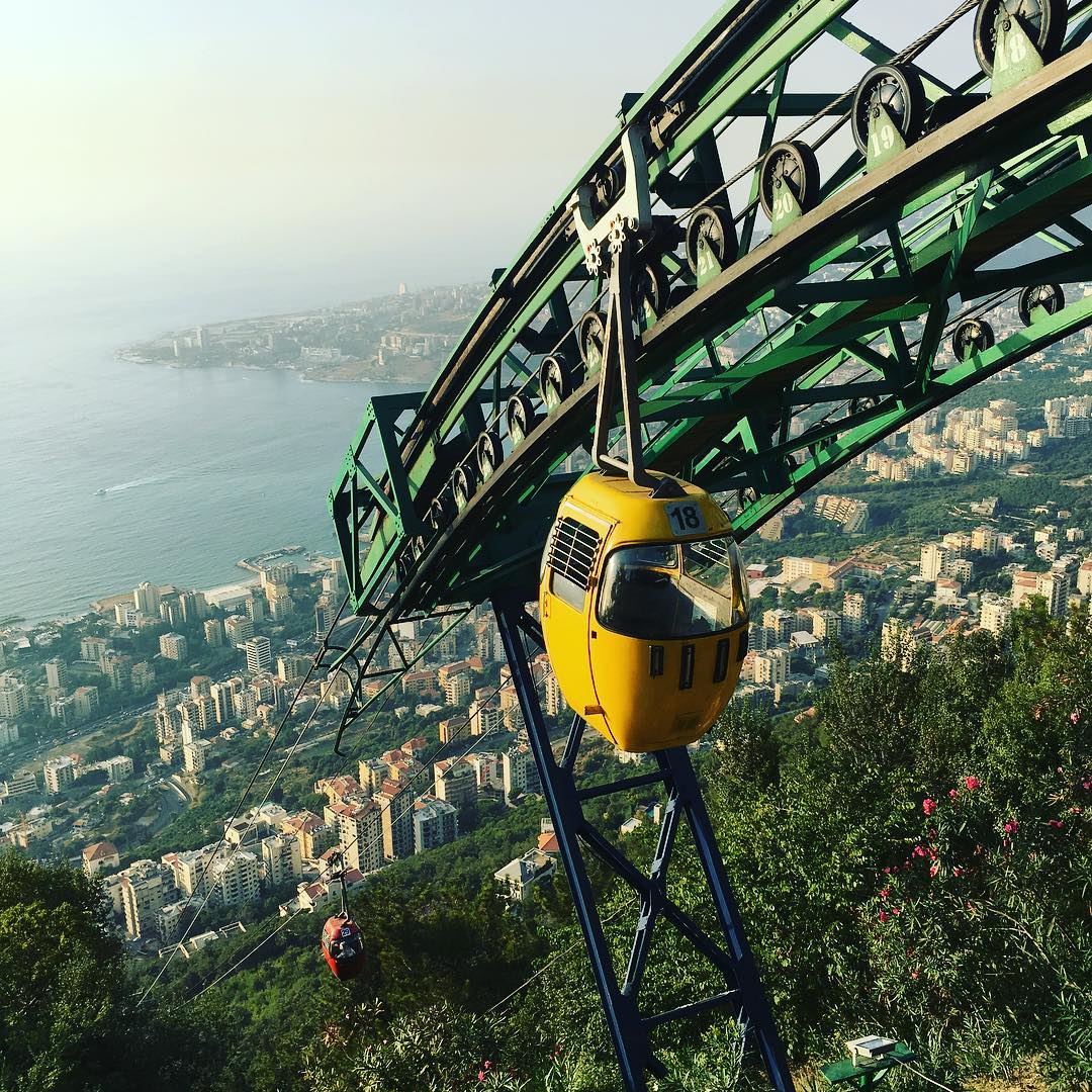 Arriving in Harissa to visit Our Lady of Lebanon by telefrique  Lebanon ... (Telefrique Harrisa)