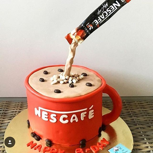 Awesome idea instead of making coffee and eat cake, so @dulcenbanana creat Nescafe Cake ....