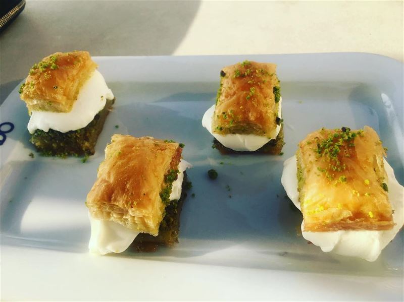 Baklava with Ice cream.  sweets  ramadan  lebanon  turkey  بيروت_ست_الدنيا