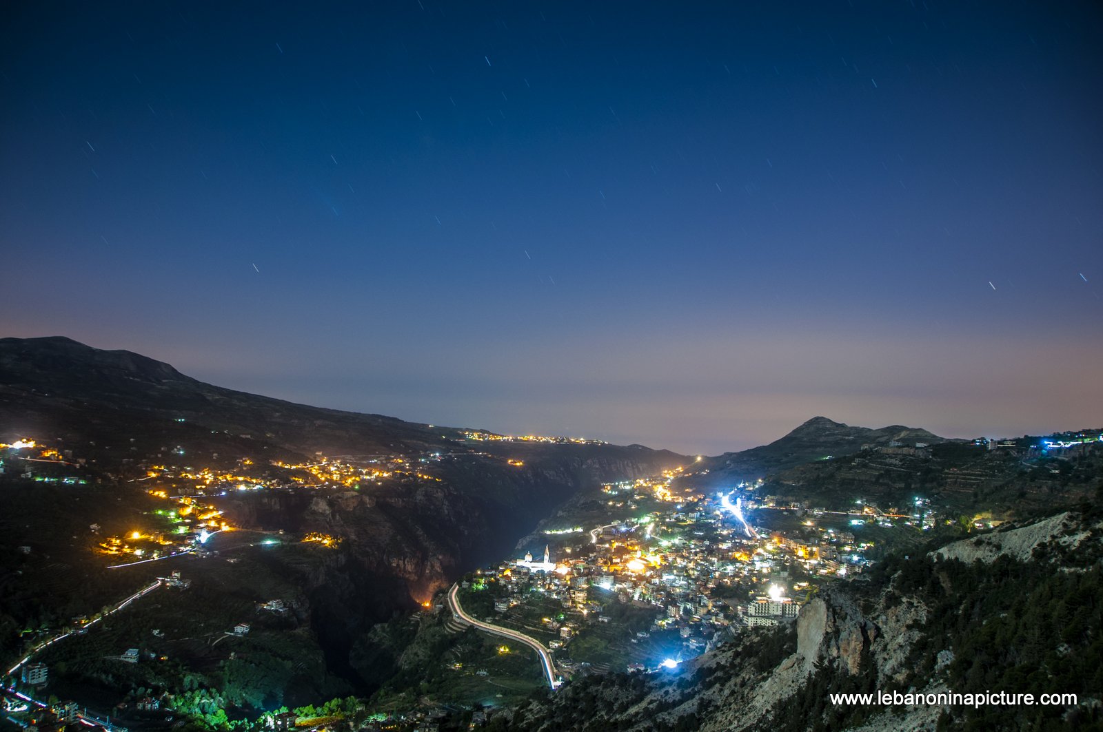 Bcharre and Wadi Qannoubine at Night 