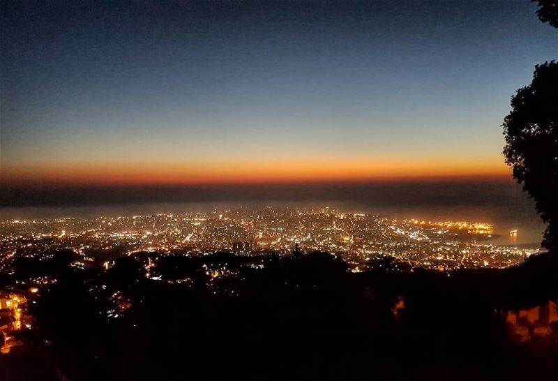 Beirut City at dusk  beirut  beirutcity  dusk  color  sunset ... (Beit Meri, Mont-Liban, Lebanon)