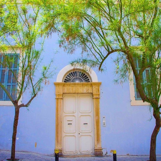  beirut  lebanon  ashrafieh  blue  house  green  tree  spring ...