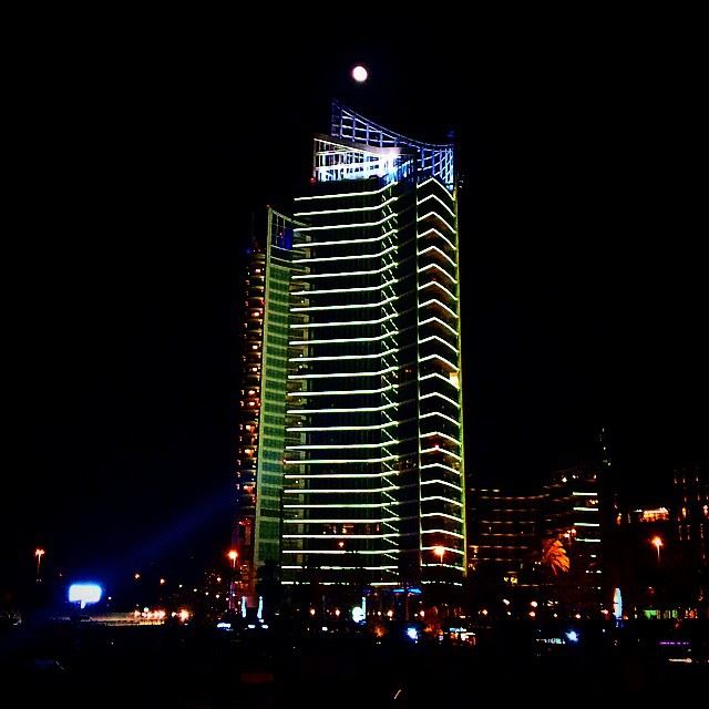  Beirut  lebanon  livelovelebanon  tower  night  lights  moon ... (Zaytouna Bay)