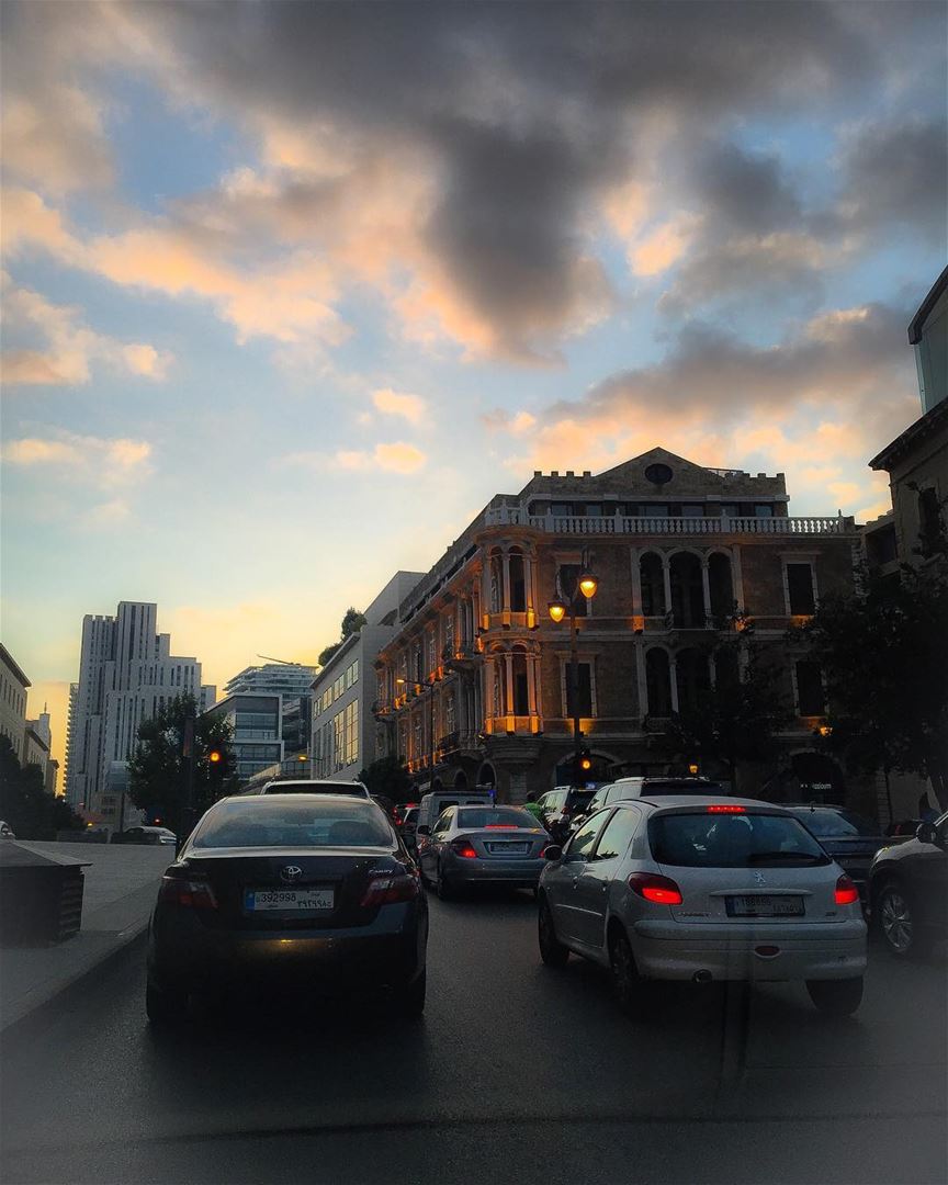 Beirut sunset. Stuck in  traffic  city  cityscape  sky  clouds  cloudscape...