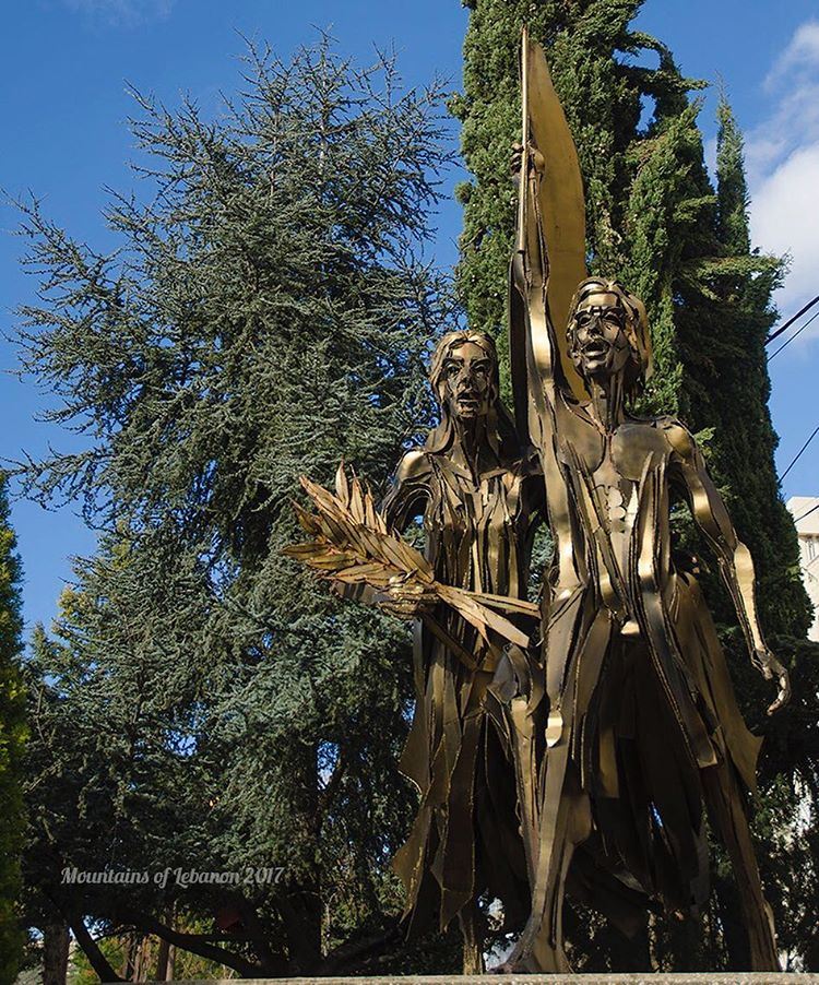 bronze statue at Ghazir main piazza, dating back to 1977! celebrating the... (Ghazir, Mont-Liban, Lebanon)