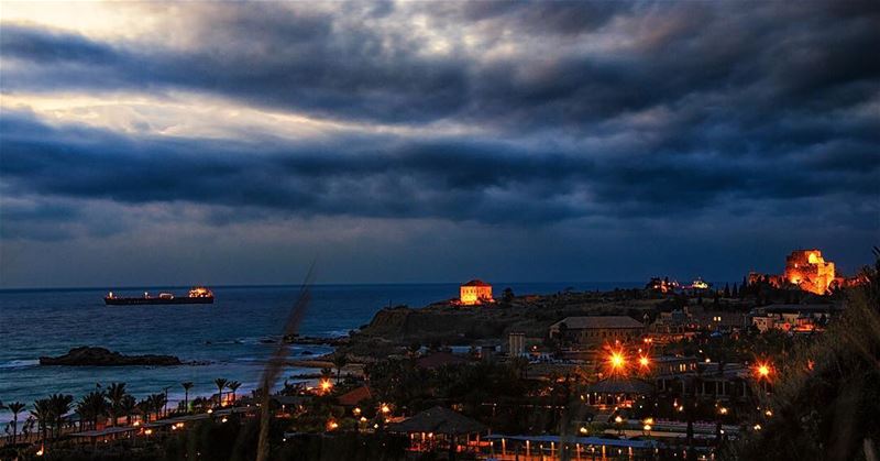 Byblos in blue taken in Lebanon