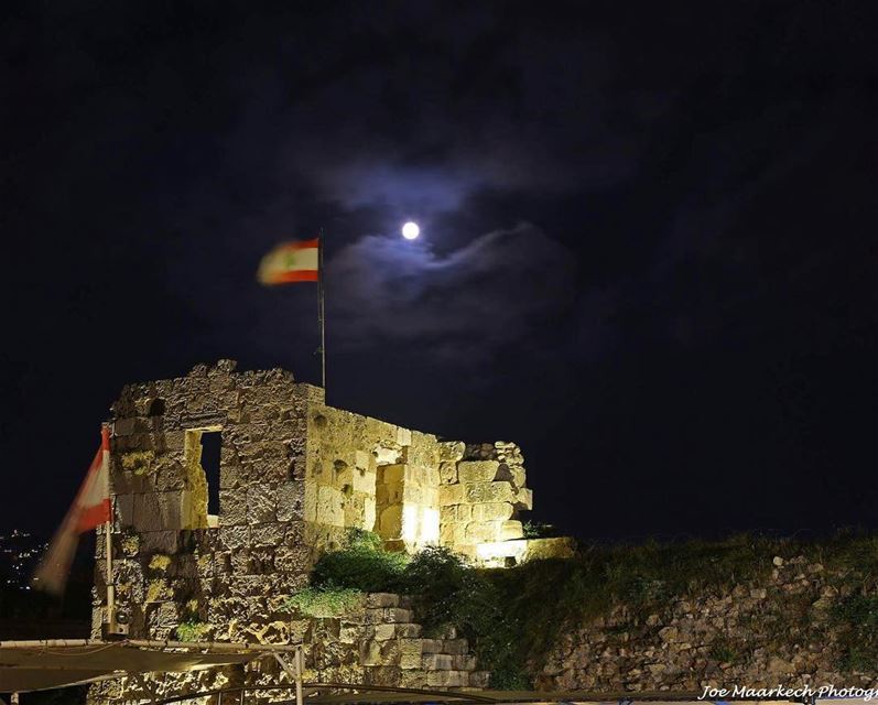 Byblos...❤️  byblos  castle  lebaneseflag  moon  clouds  igers  lebanon ... (Byblos - Jbeil)