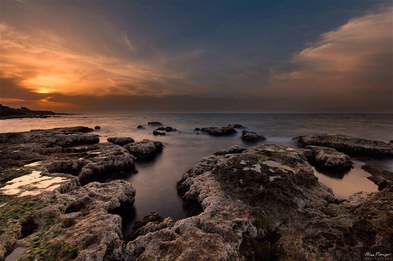  calm  night  beirut  lebanon  lebanese  sunset  rock  clouds  orange ...