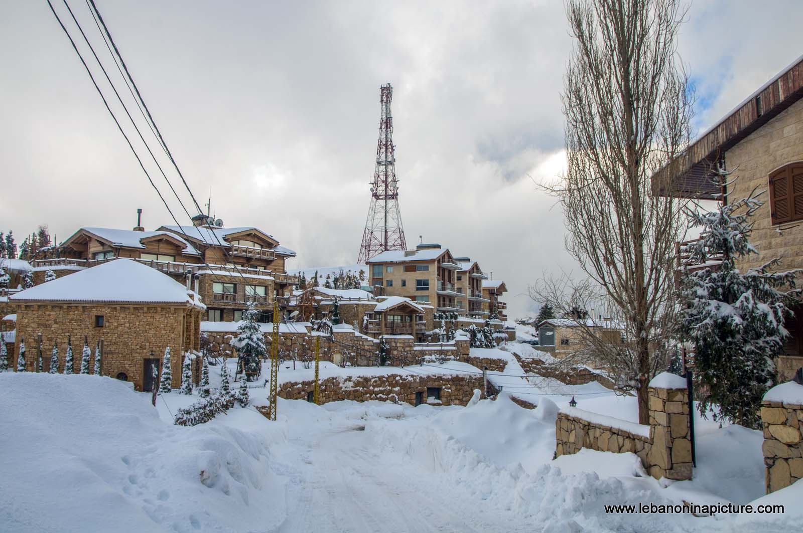 Chalets and Villas Covered in Snow Projecting the Lovely Lebanese Winter (Kfardebian, Lebanon)