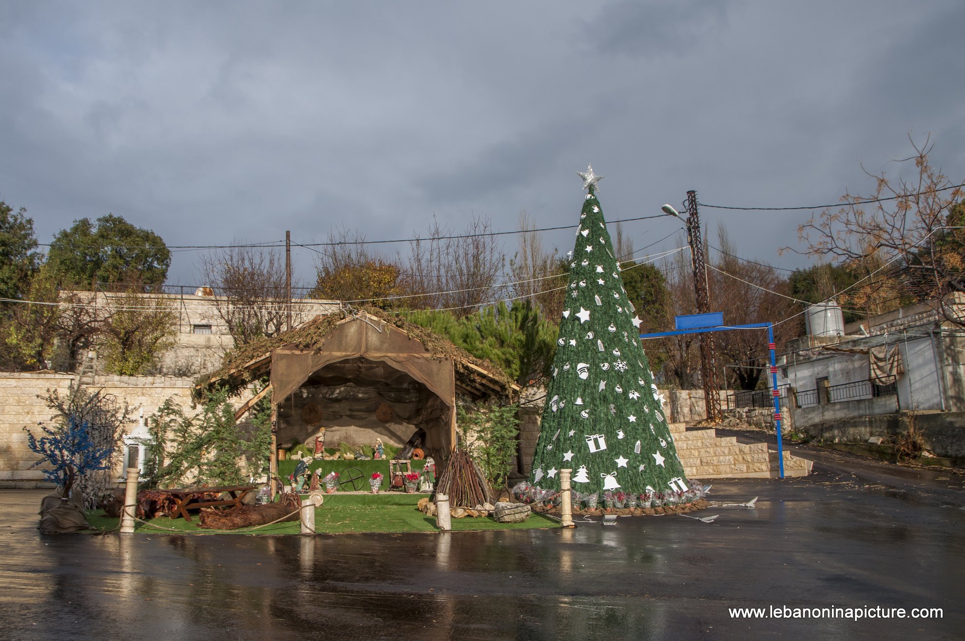 Christmas Decorations Near St. Sarkis and Bakhos Church (Zaaitra, Lebanon)