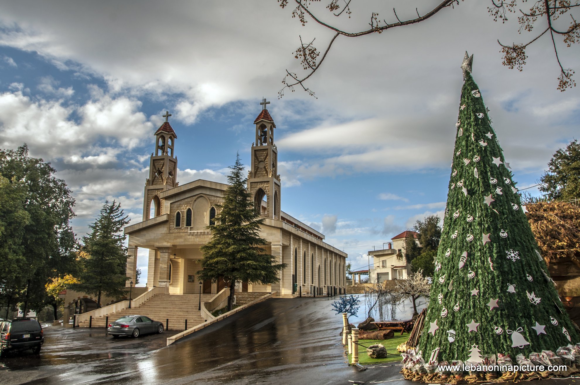 Christmas Decorations Near St. Sarkis and Bakhos Church (Zaaitra, Lebanon)