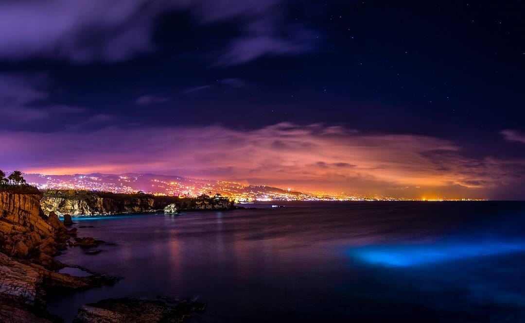  colorful  sea  night  nightphotography  water  city  citylights  clouds ... (Byblos, Lebanon)