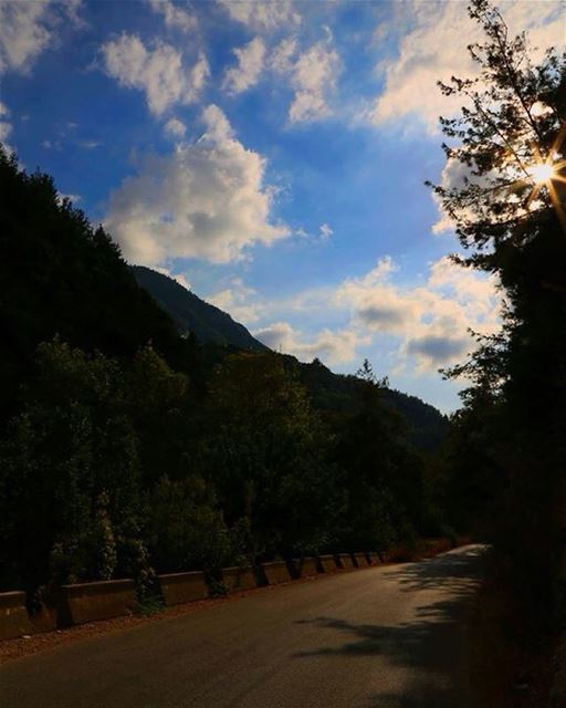 Contrast love.  yahshoush  lebanon  cloud  clouds  sun  sky  road ...