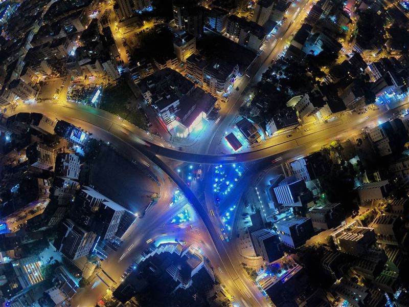 Everyone is asleepthe city is awake.Top view shot of the Hayek... (Sinn Al Fil, Mont-Liban, Lebanon)