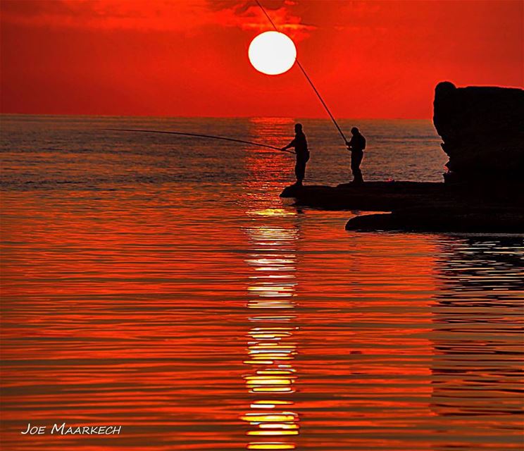 Fisherman, byblos bay.  lebanon   jbeil  byblos  fisherman  sunset  shadow...