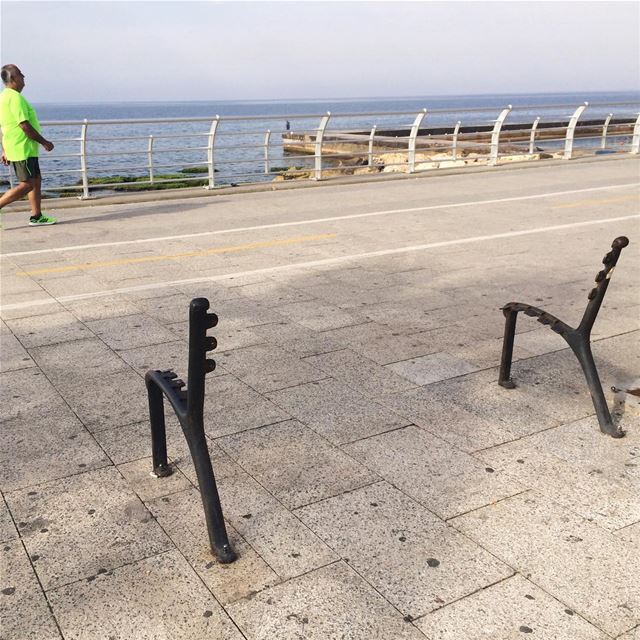 Ghost bench, Corniche, Beirut city 👻  beirut  lebanon  corniche ... (Beirut Corniche)