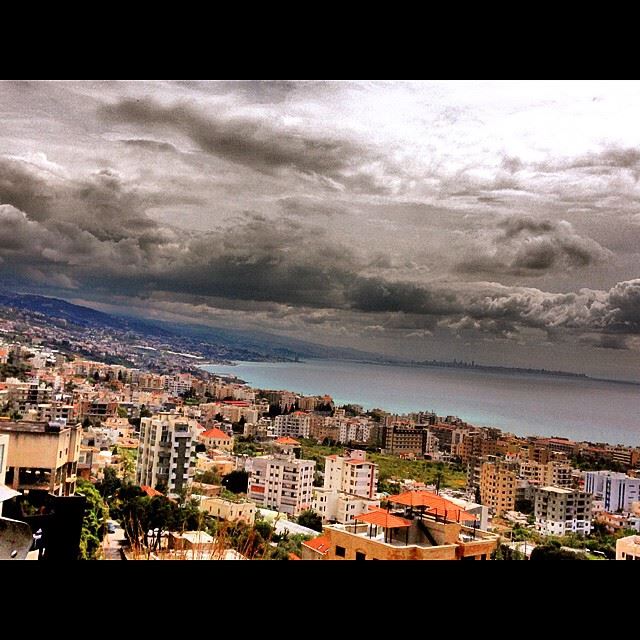 going down to  byblos jbeil buildings houses cloudy sea northlebanon...
