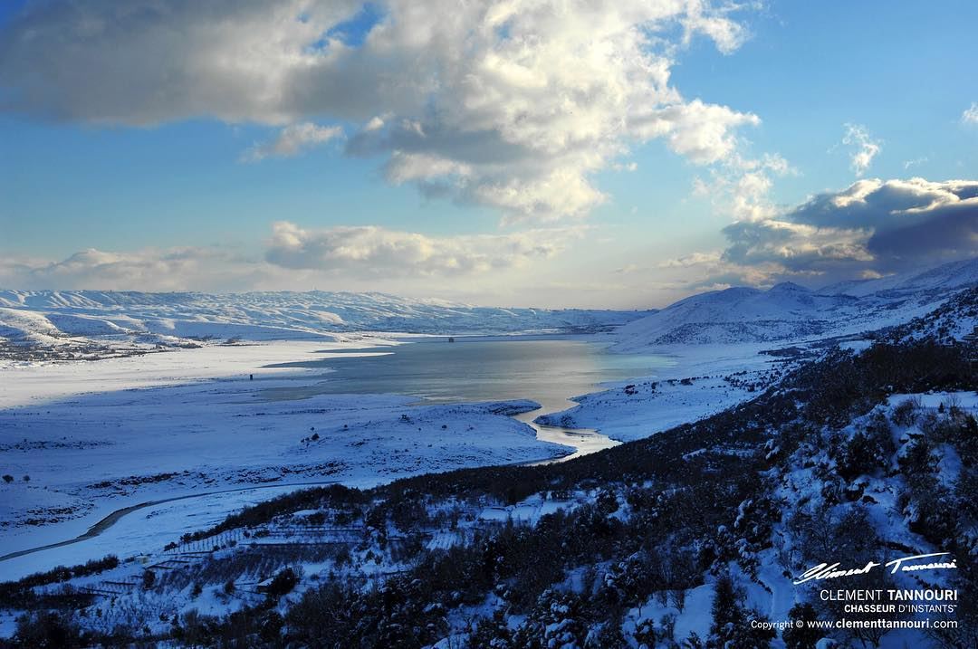 Hapiness is ...first tracks on fresh snow !❄️🌤 livelovelebanon ... (Lake Qaraoun)