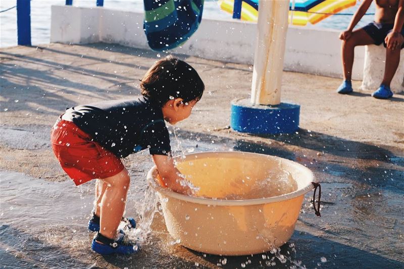 "Happiness is... playing with water" kids  happiness  fun  summer  water ... (Ta7t El Ri7 - Anfeh)