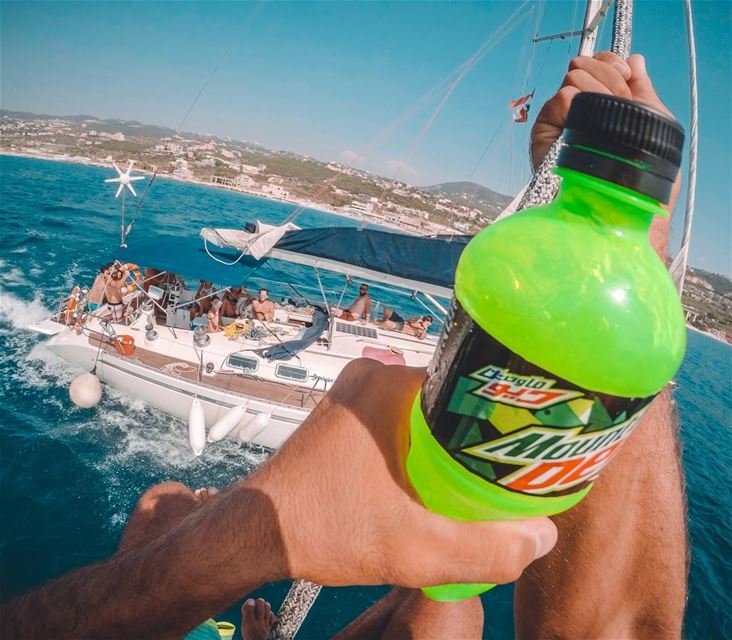 How about jumping out of the boat while sailing?  BSHIL @mountaindewlebanon (Pierre & Friends)