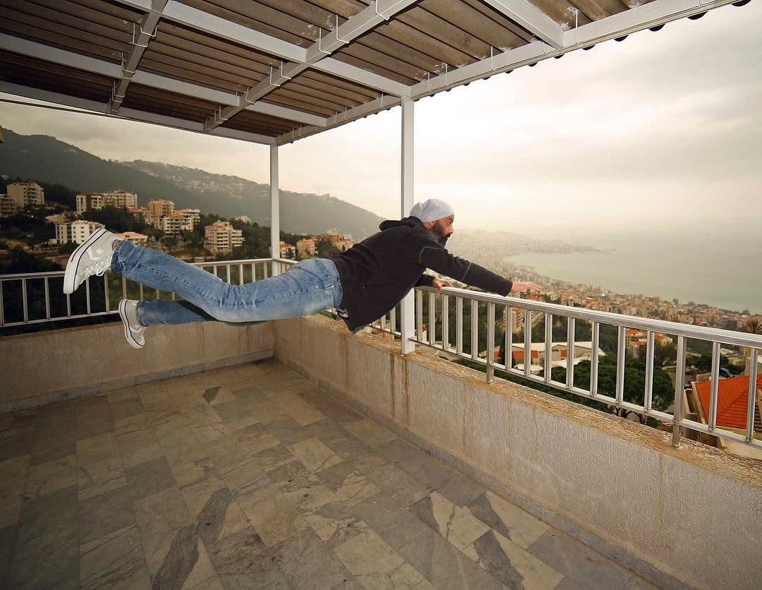 How to avoid traffic!! Try it😋😂  me  flying  balcony  lebanon  jounieh ...