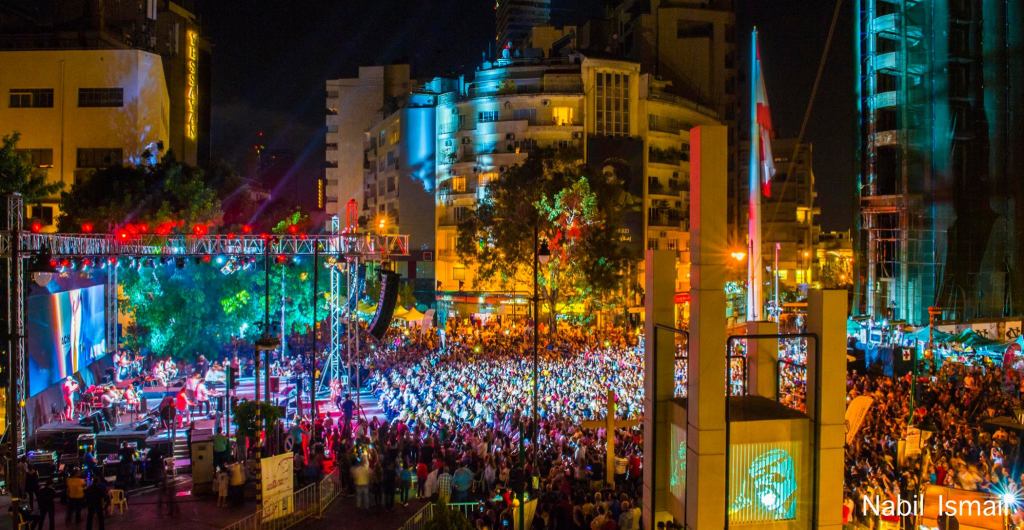 Hundred of people attend the “Live Achrafieh” festival in Sassin square, Beirut, Lebanon. (Nabil Ismail)