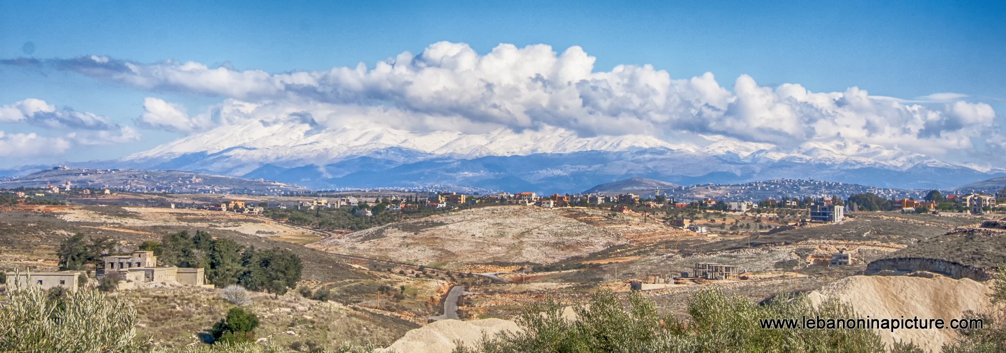 Jabal el Cheikh Mountain Covered by Snow (Srifa, Lebanon)