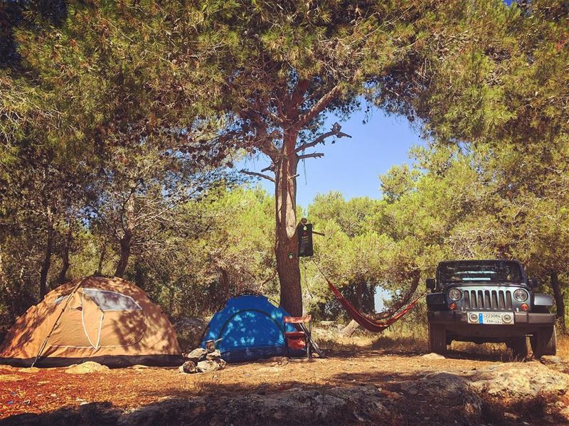 Jeep☑️ hammock☑️ shower☑️ tents☑️... All set ... livelovelebanon...