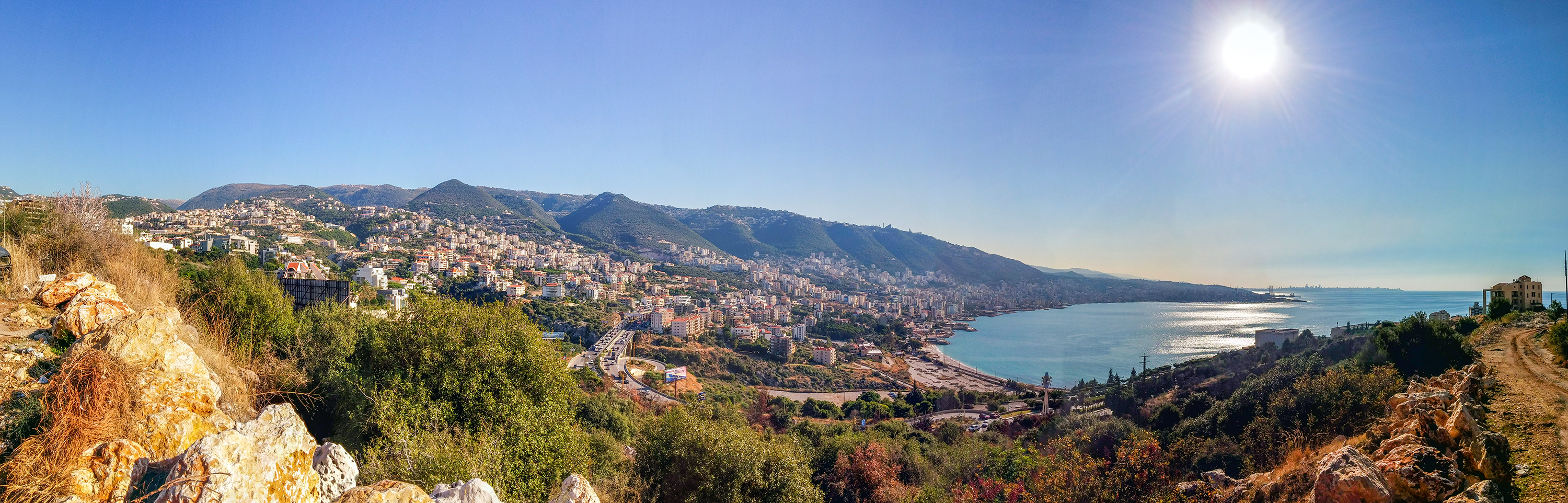 Jounieh Bay and Harissa Mountain Panoramic View (Adma, Lebnaon)