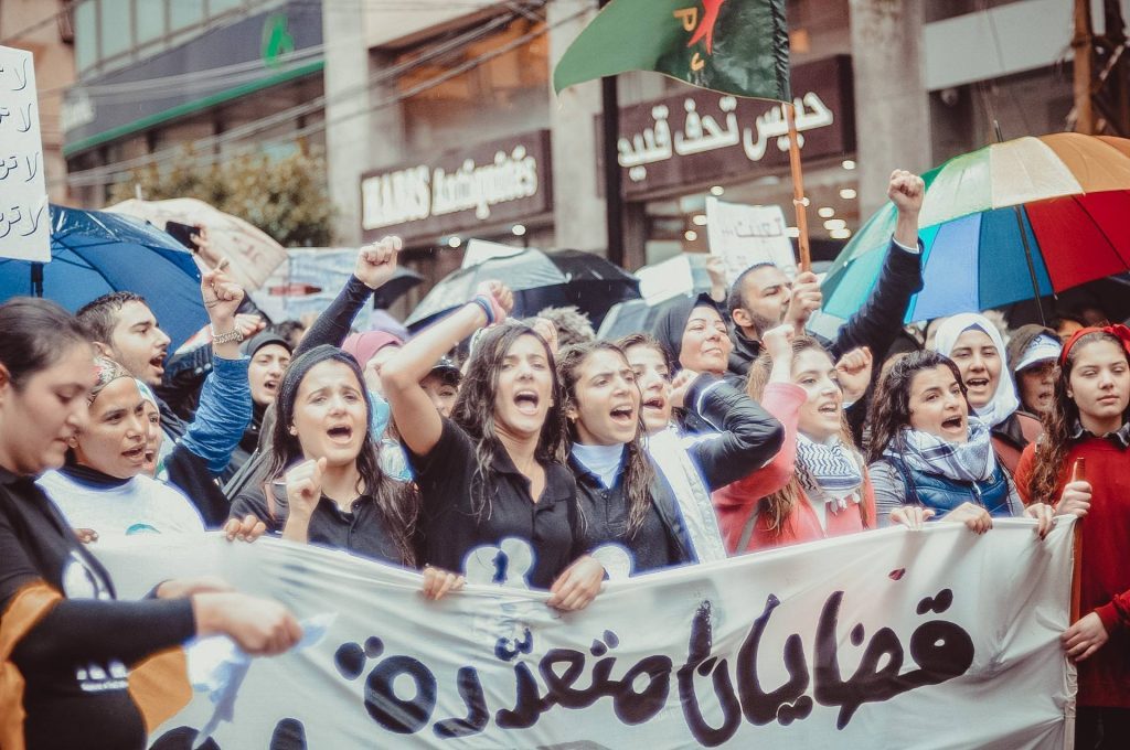 Lebanese call for granting women their rights during a march in Beirut. (Patrick Abi Salloum / Facebook) via pow.photos