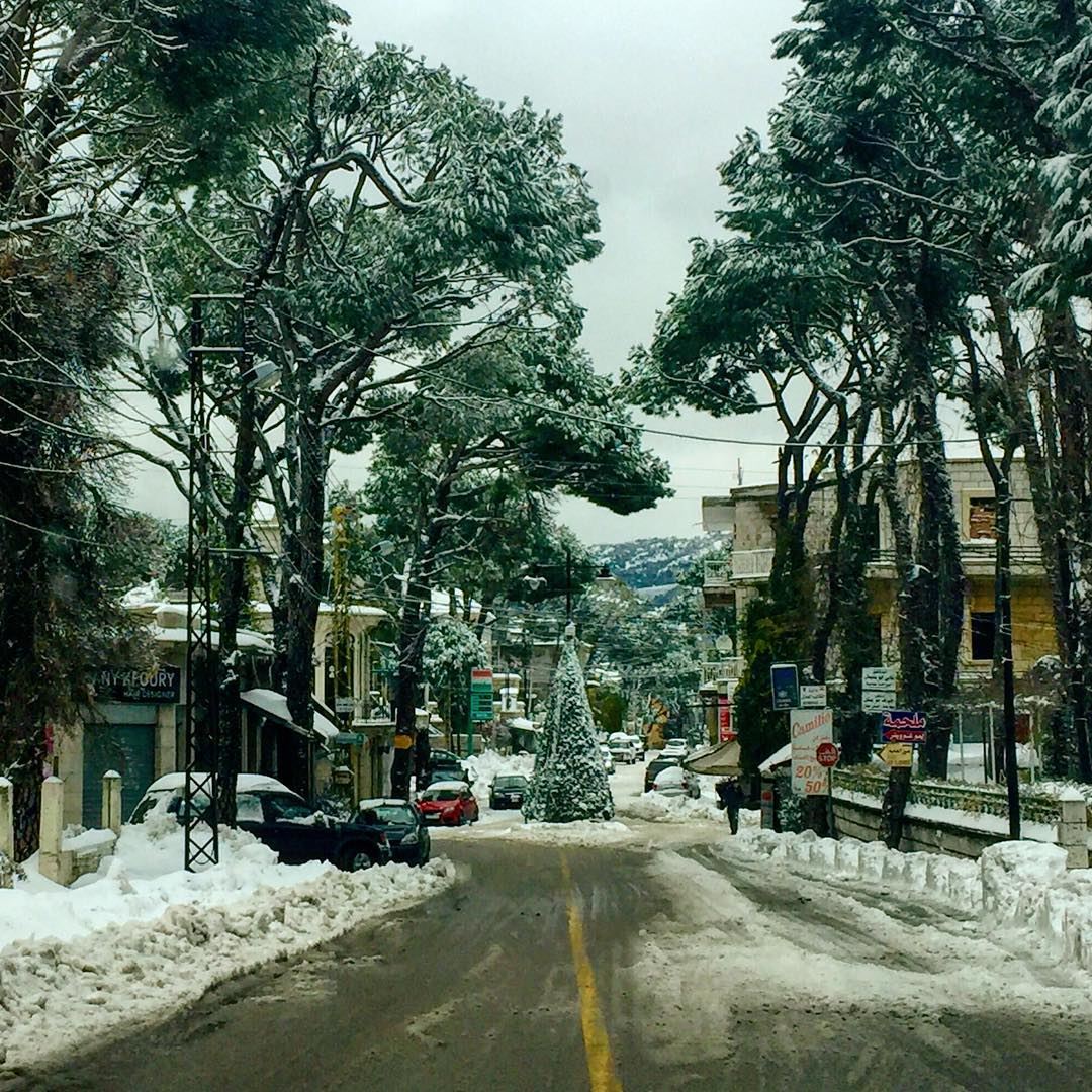 Lebanese village  mountain  road  village  tree  trees  traditional ...