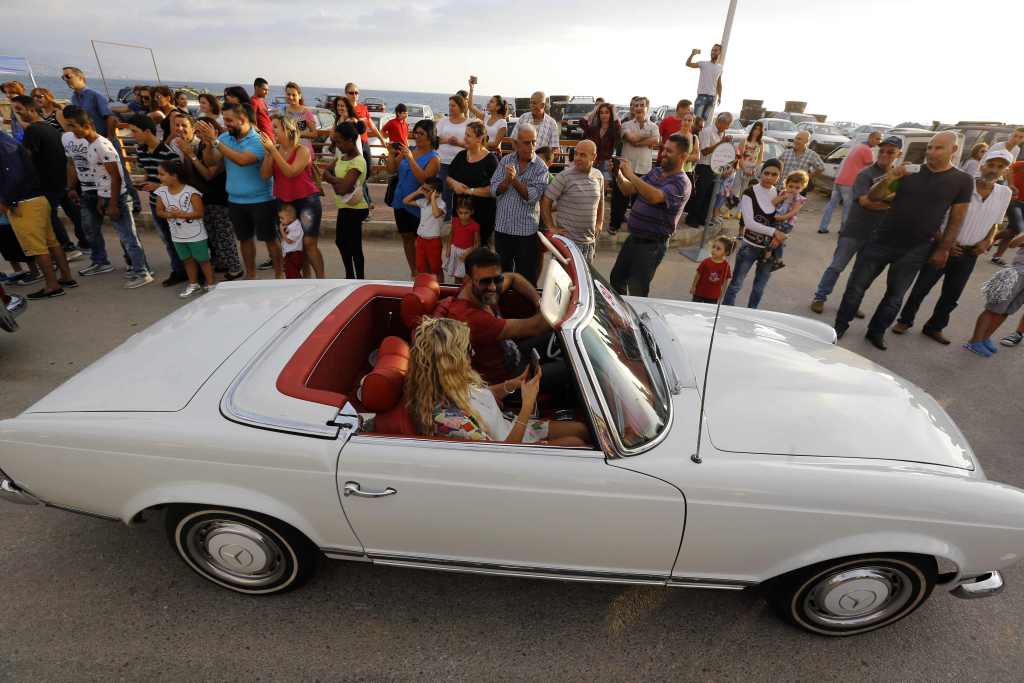 Lebanese Watching Vintage Cars in Amchit Collection Cars Parade 2016