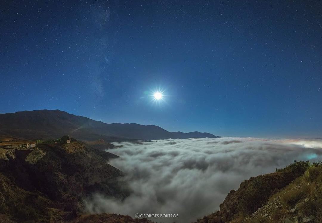 Lifted✨... milkyway  moon  clouds  mylebanon  lebanon  cedarsofgod ... (Cedars of God)