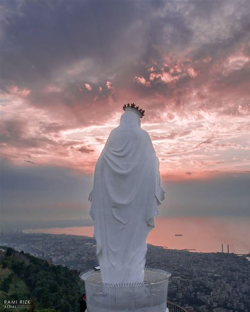 May the month of MARY 💙🙏...  lebanon  harissa  dji  drones ... (Harîssa, Mont-Liban, Lebanon)