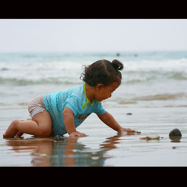 My cutest baby Aya  baby  cute  beach  lebanon  southlebanon  colorful ...