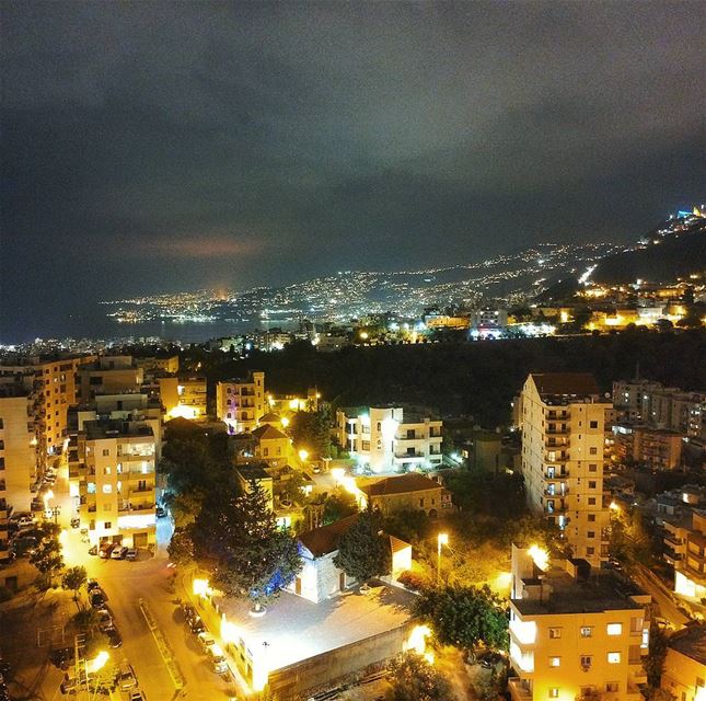 My hometown Zouk Mosbeh ❤ St Elias Church with jounieh bay in the... (Zouk Mosbeh)