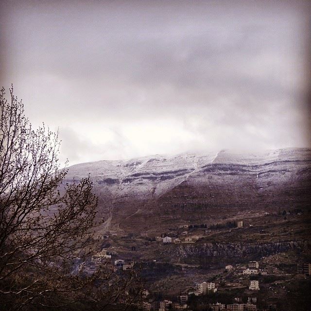  nature white snow grey clouds cold weather village Faraya Lebanon...