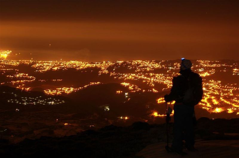 Night snowshoeing up to mzaar 2,465m to see Beirut and the coast...