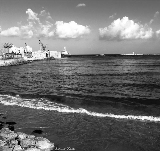  nostalgia  blackandwhite  monochrome  sea  castle  clouds  saida ...