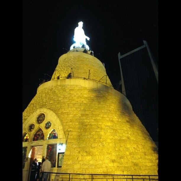 Our Lady of Lebanon shining at  night  virginmary  religion  christian ... (Lady Of Lebanon - Harissa)