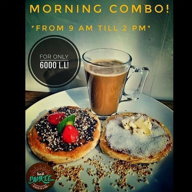 @pankeelb - °Come and try our tasty Morning Combo from 9 Am till 2 Pm!! °Za (Pankee, Byblos)