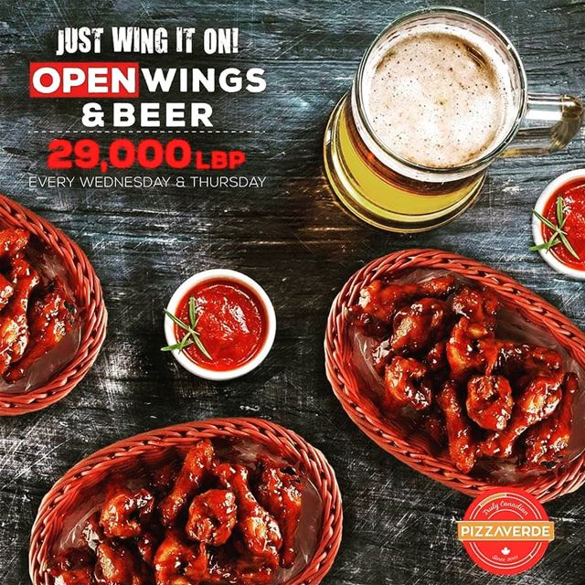 @pizzaverdelebanon -  Don't miss out on our OPEN WINGS & BEER every... (Mazra`At Yashu`, Mont-Liban, Lebanon)