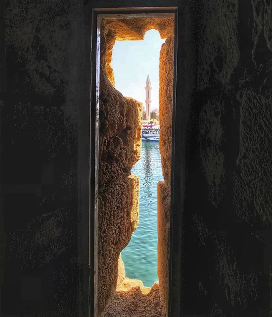 Saida vibes✨.. window frame view saida love city... (Sidon Sea Castle)